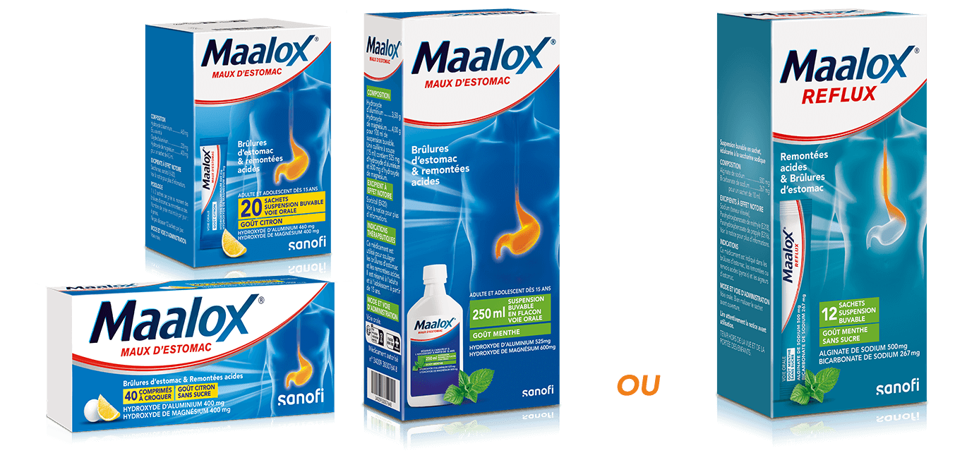 La gamme Maalox reflux et maux d'estomac